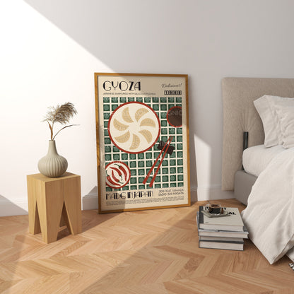 Gyoza Print, Kitchen Art, Kitchen Poster, Kitchen Print, Food Print, Japanese Art, Dumplings, Exhibition Poster, Retro Wall Art