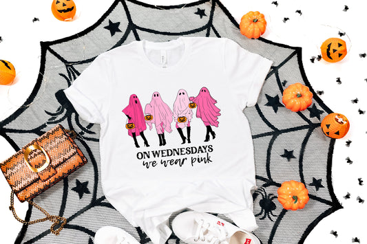 On Wednesday We Wear Pink Ghost Sweatshirt, Mean Girls Ghost Shirt, Pink Ghost Shirt, Mean Girls Halloween, Halloween Sweatshirt