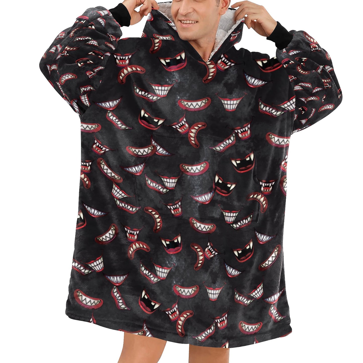 Horror Movie IT Clown Grin Cosy Blanket Hooded Jumper Hoodie Winter Oversized Kids Adults