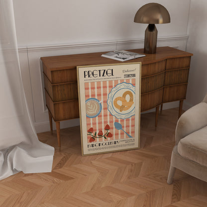 Pretzel Poster, Kitchen Art, Kitchen Print, Kitchen Poster, Food Print, Modern Kitchen Decor, Retro Poster