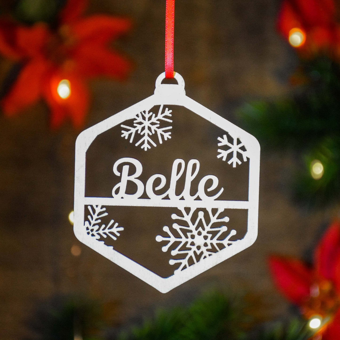 Custom Name Ornament | Personalized Christmas Wood Ornament | USA Made | Laser Cut Gift Tag | Laser Cut Name Bauble 2025