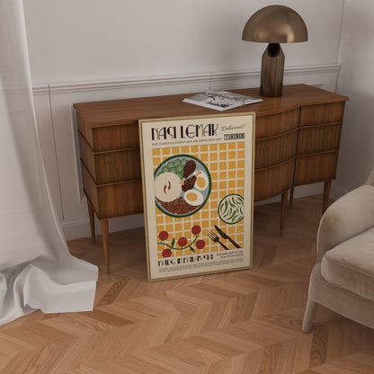 Nasi Lemak Poster, Food Print, Asian Food Poster, Modern Kitchen Decor, Illustration, Malaysia, Food, Chef Print, Bar Art, Retro Wall Art