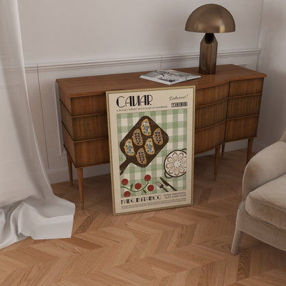 Caviar Poster, Food Print, Food Poster, Retro Poster, Pop Art, Kitchen Art, Exhibition Poster, Housewarming,