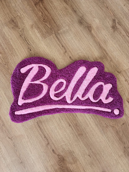 Pink Bella Style Custom Name for Girls Handmade Tufted Rug