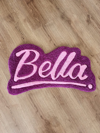 Pink Bella Style Custom Name for Girls Handmade Tufted Rug