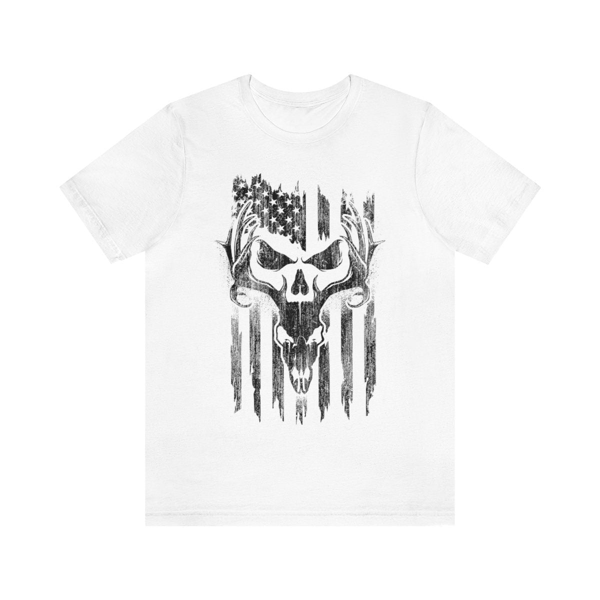 USA Deer Hunting Shirt | Antler Tee Christmas Gift Idea | Wild Life T-shirt | Hunter Cotton Jersey | Outdoor Short Sleeve | Deer Skull Shirt