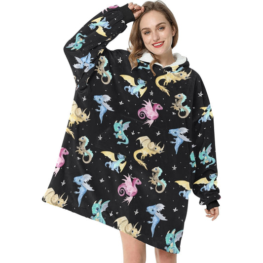 Dragon hooded Blanket Hoodie oversize winter