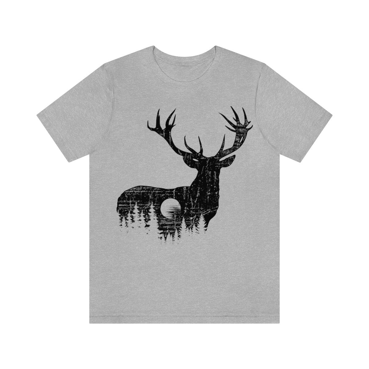 Deer Outdoor Scene Shirt | Antler T-shirt | Hunting Dad Tee Gift Idea | Hunter Short Sleeve | Hunt Life Cotton Jersey | Camping View Shirts