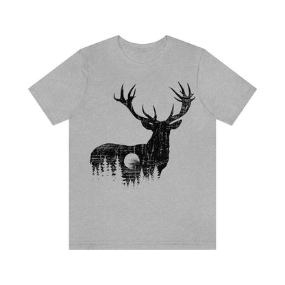 Deer Outdoor Scene Shirt | Antler T-shirt | Hunting Dad Tee Gift Idea | Hunter Short Sleeve | Hunt Life Cotton Jersey | Camping View Shirts