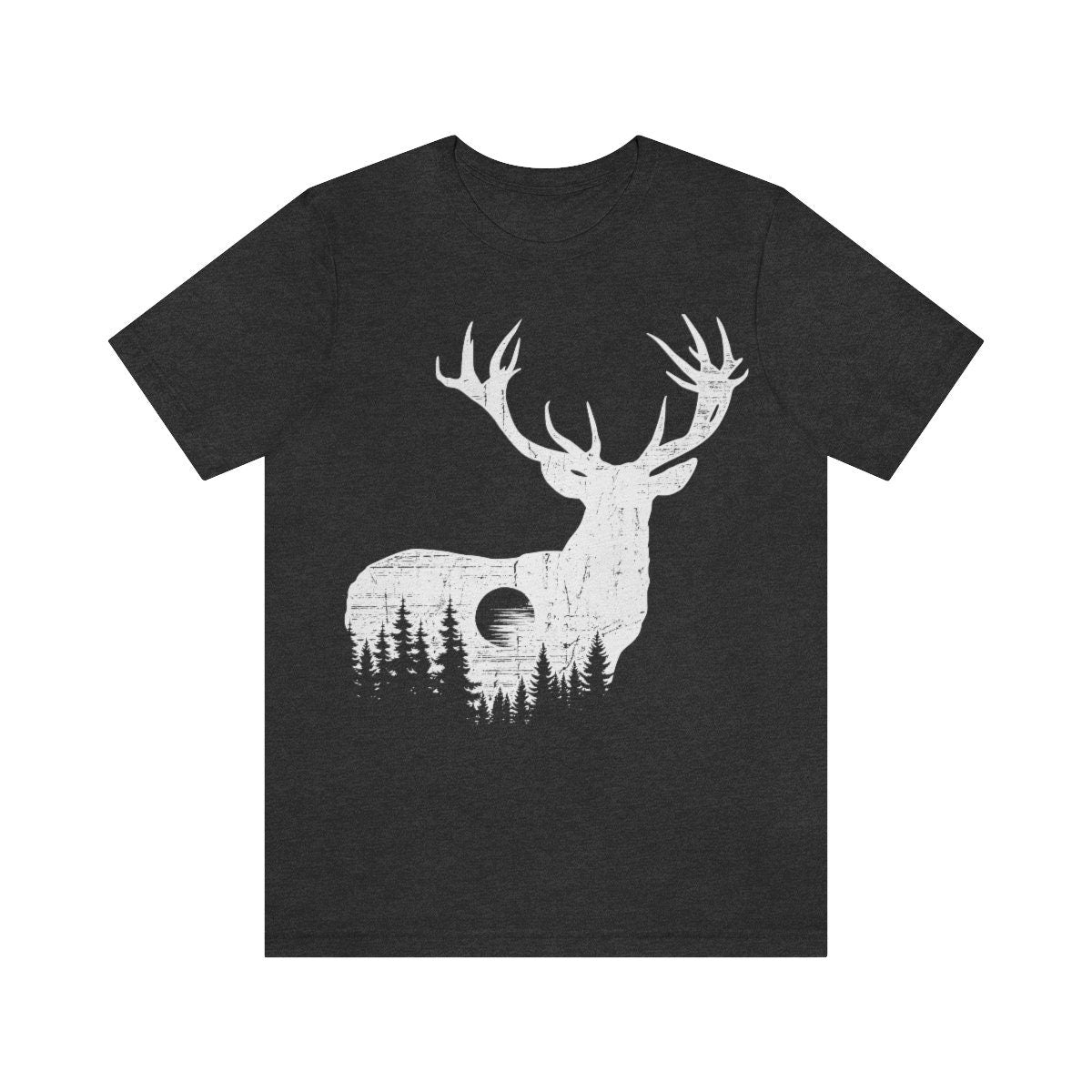 Deer Outdoor Scene Shirt | Antler T-shirt | Hunting Dad Tee Gift Idea | Hunter Short Sleeve | Hunt Life Cotton Jersey | Camping View Shirts