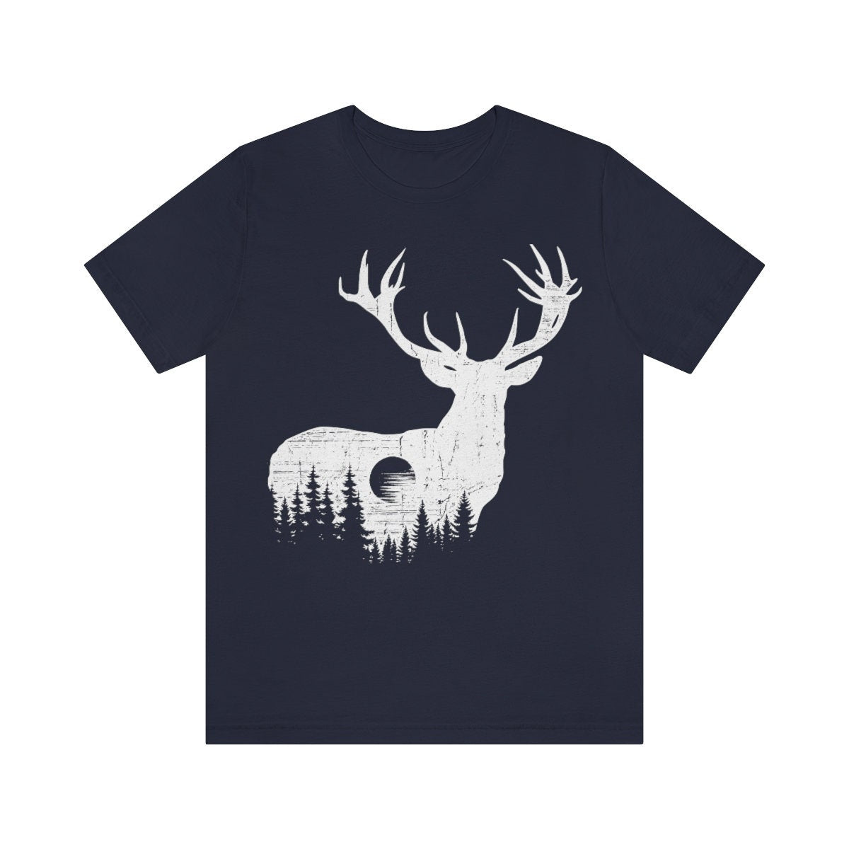 Deer Outdoor Scene Shirt | Antler T-shirt | Hunting Dad Tee Gift Idea | Hunter Short Sleeve | Hunt Life Cotton Jersey | Camping View Shirts