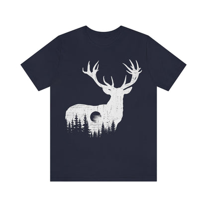 Deer Outdoor Scene Shirt | Antler T-shirt | Hunting Dad Tee Gift Idea | Hunter Short Sleeve | Hunt Life Cotton Jersey | Camping View Shirts
