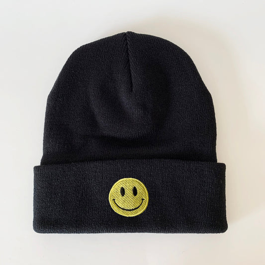 Smiley Face Circle Embroidered Beanie Smile Beanie Winter Beanie
