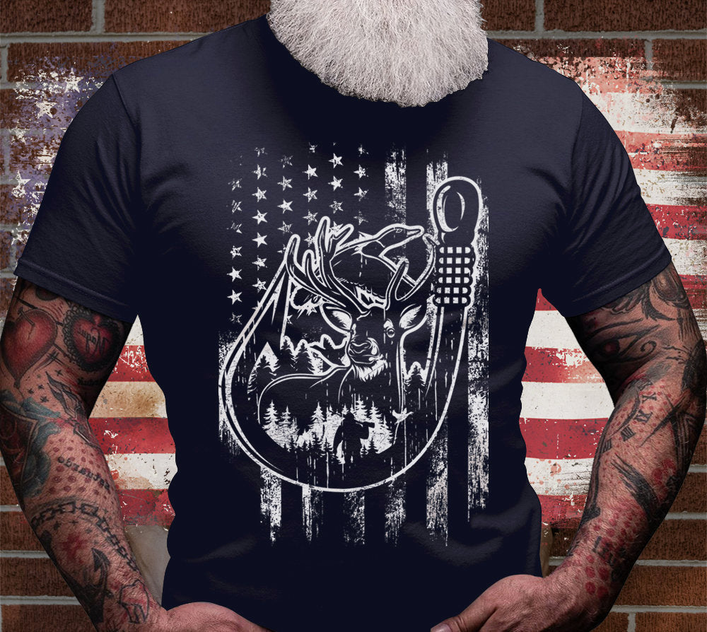 Deer Duck Fish Hunting Shirts | Hunter T-shirt Gift Idea | Antler Short Sleeve | Outdoor Cotton Jersey | Hunter Dad Shirts | Camping Tees