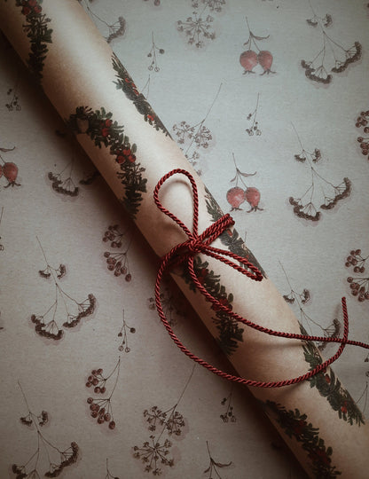 Christmas Wreath Wrapping paper, Christmas Gift Wrap, Rustic Christmas Wrap, Watercolour Christmas Gift Warp, Xmas Wrapping paper, gift