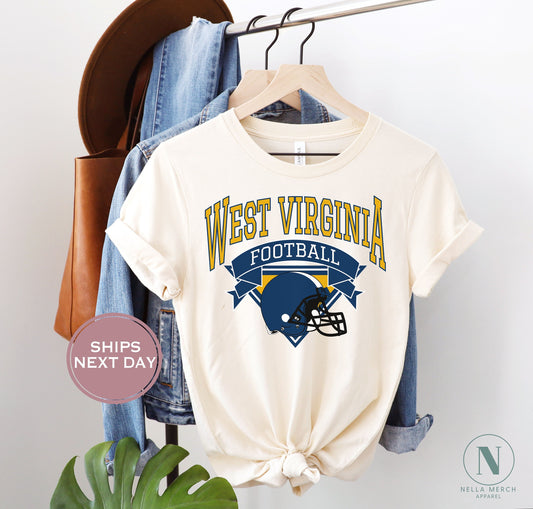 Retro West Virginia Football Shirt, Vintage West Virginia Football Tee, Morgantown West Virginia T-Shirt, College Football Shirt