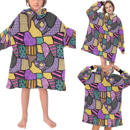 Sally Stitches Patchwork Theme Blanket Hooded Unisex Jumper Hoodie Winter Oversized Kids Adults Gift