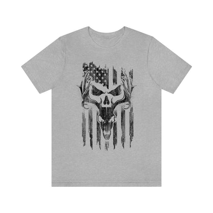 USA Deer Hunting Shirt | Antler Tee Christmas Gift Idea | Wild Life T-shirt | Hunter Cotton Jersey | Outdoor Short Sleeve | Deer Skull Shirt