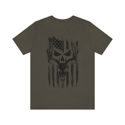 USA Deer Hunting Shirt | Antler Tee Christmas Gift Idea | Wild Life T-shirt | Hunter Cotton Jersey | Outdoor Short Sleeve | Deer Skull Shirt