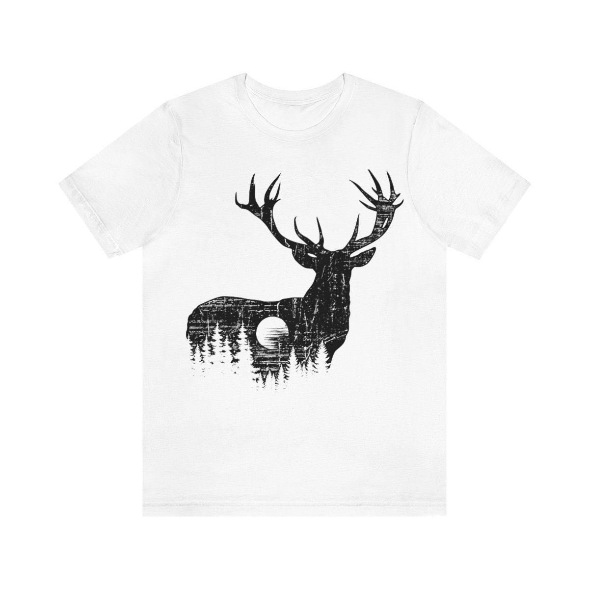 Deer Outdoor Scene Shirt | Antler T-shirt | Hunting Dad Tee Gift Idea | Hunter Short Sleeve | Hunt Life Cotton Jersey | Camping View Shirts