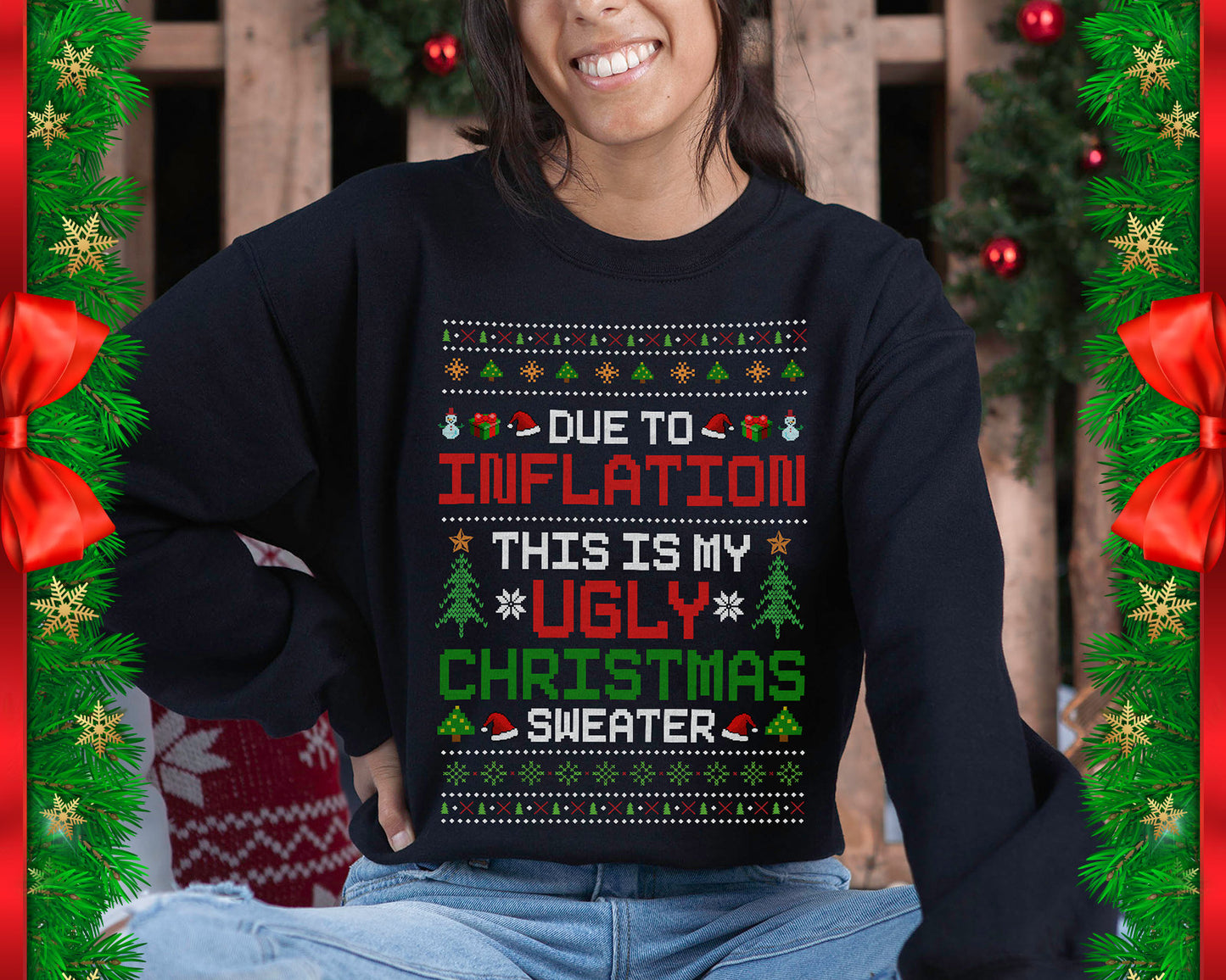 Funny Ugly Christmas Women Plus Size Christmas Sweatshirt Holiday Pajamas Christmas Gifts 2022 Crew Neck Sweatshirt Holiday Apparel