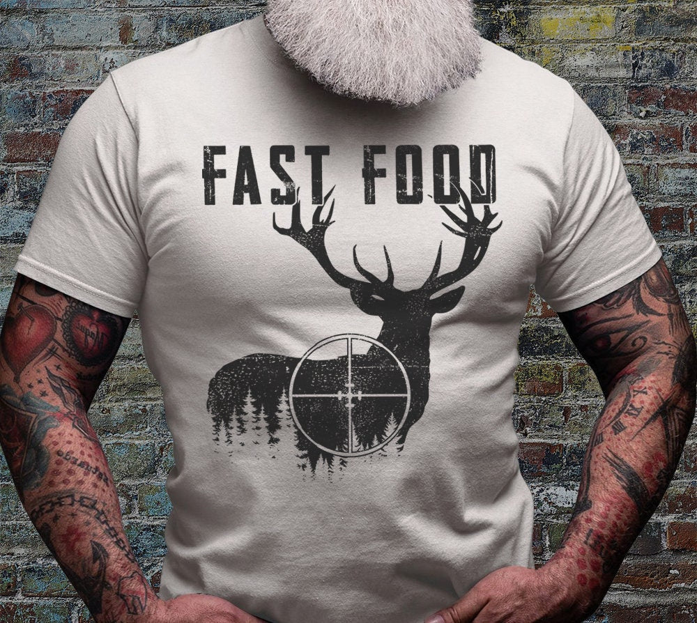 Fast Food Tshirt | Deer Shirt | Hunting T-shirt | Outdoor Scene Shirt | Antler Dad Gift Idea | Hunter Shirts | Camping Scene Tee | Boho Tees