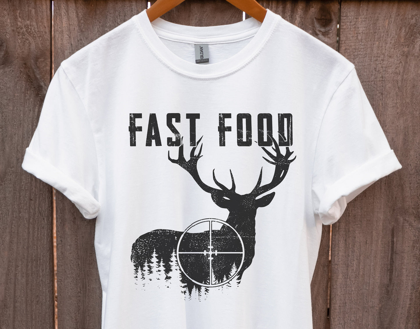 Fast Food Tshirt | Deer Shirt | Hunting T-shirt | Outdoor Scene Shirt | Antler Dad Gift Idea | Hunter Shirts | Camping Scene Tee | Boho Tees