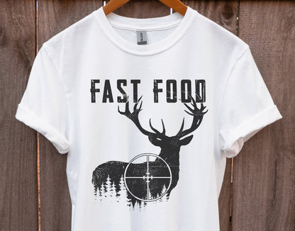 Fast Food Tshirt | Deer Shirt | Hunting T-shirt | Outdoor Scene Shirt | Antler Dad Gift Idea | Hunter Shirts | Camping Scene Tee | Boho Tees