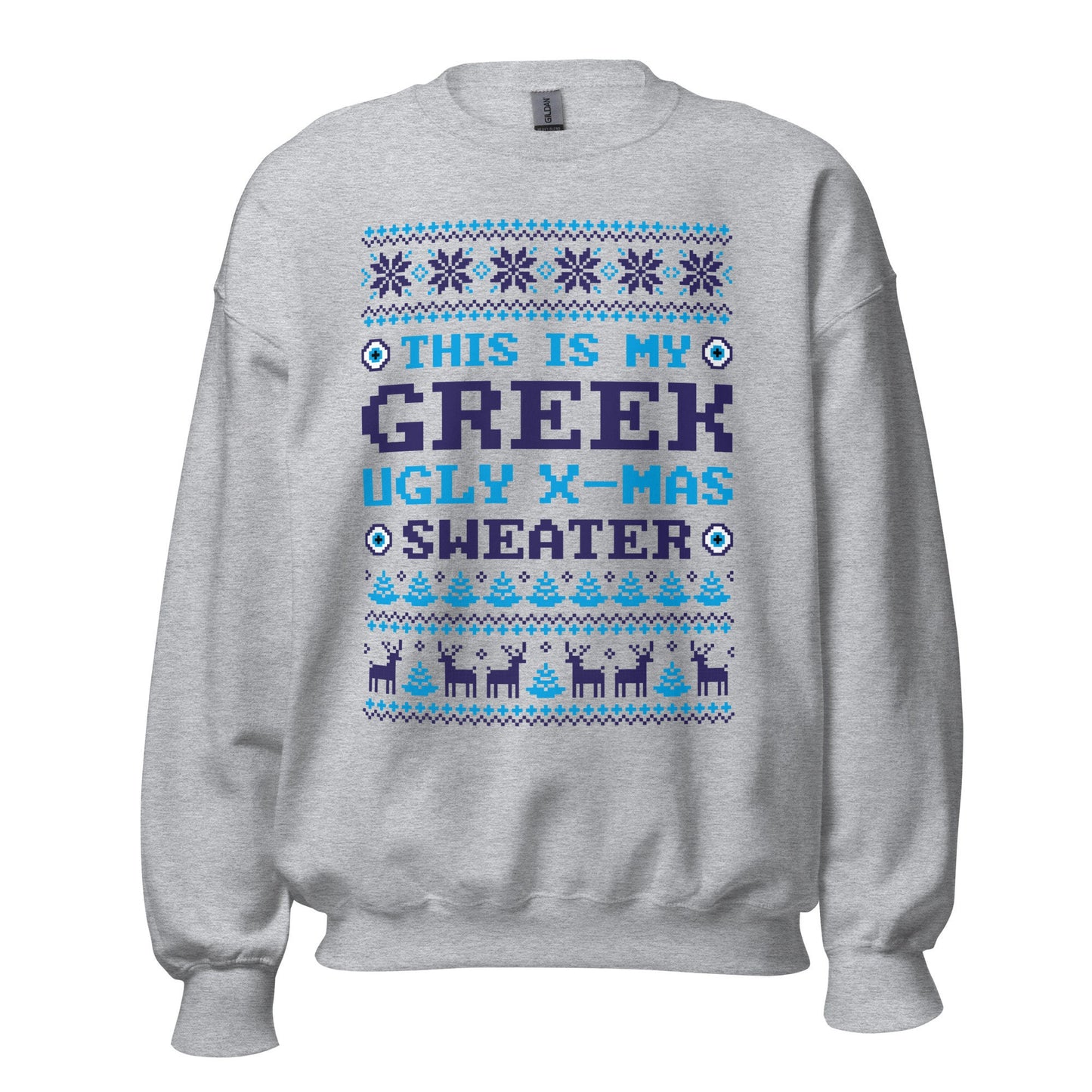 Greek Ugly Christmas Sweatshirt, Ugly Christmas Greek , Greek Evil Eye Ugly Sweatshirt, Funny Greek Holiday Gift, Greek Evil Eye Gift