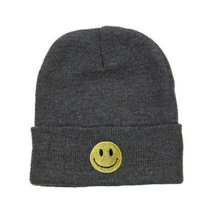Smiley Face Circle Embroidered Beanie Smile Beanie Winter Beanie