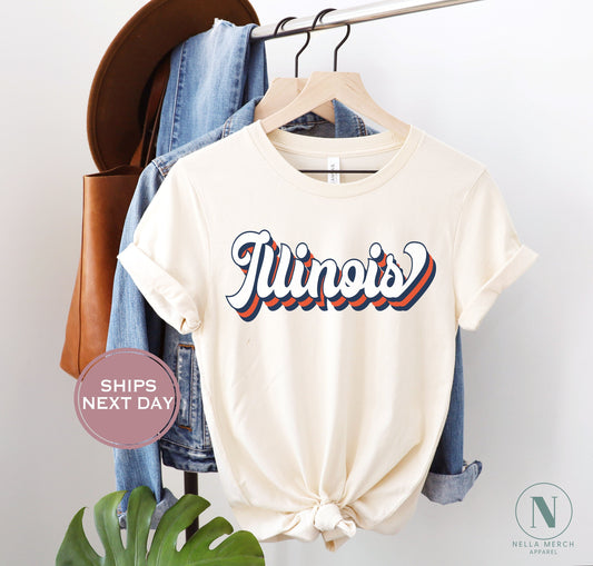 Retro Illinois Football Shirt, Vintage Illinois Football Shirt, Urbana-Champaign Women Shirt, College Football Shirt
