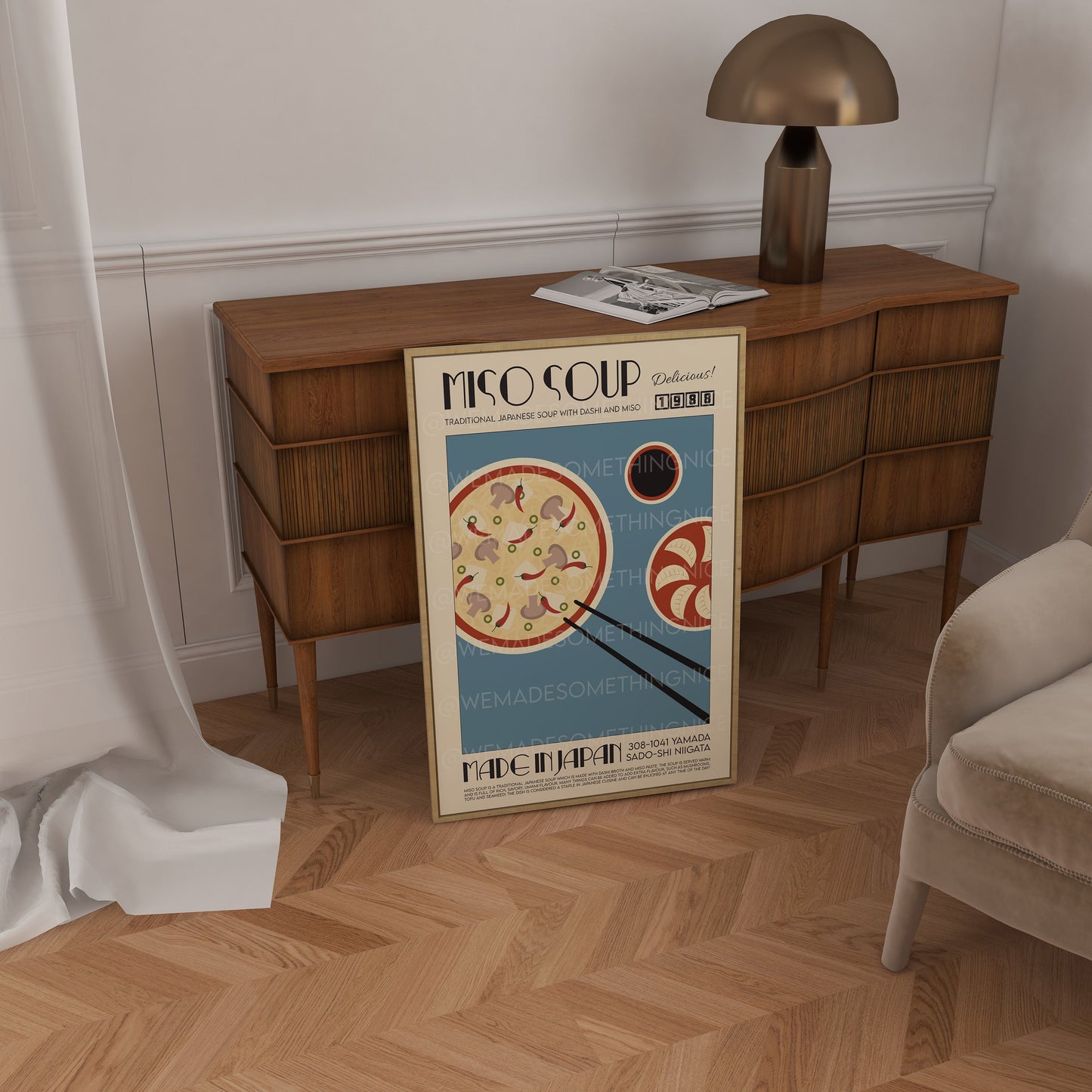 Miso Soup Poster, Asian Food Poster, Modern Kitchen Decor, Illustration, Japanese, Chef Print, Bar Art, Exhibition Poster, Retro Wall Art