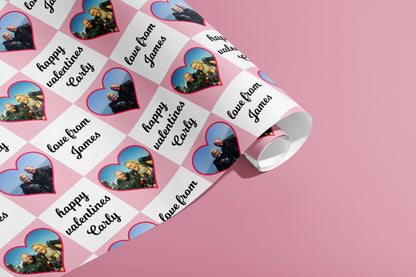 Personalised Valentines Gift Wrap, Names, Wrapping Paper, Birthday, Hearts, Customised, Wedding, Party, Engagement, Couples, Anniversary Red