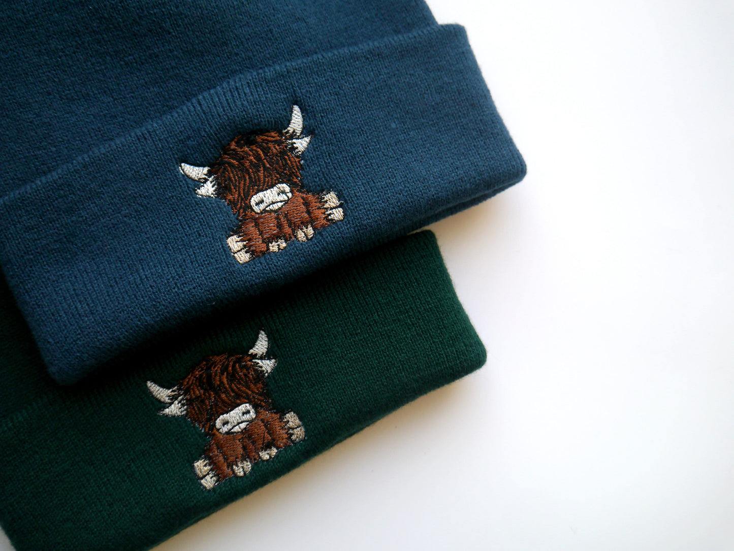 Cute Scottish Highland Cow Embroidered Beanie - Scotland - Highland Coo - Free Delivery - More Colours - Animal Farm - Embroidery