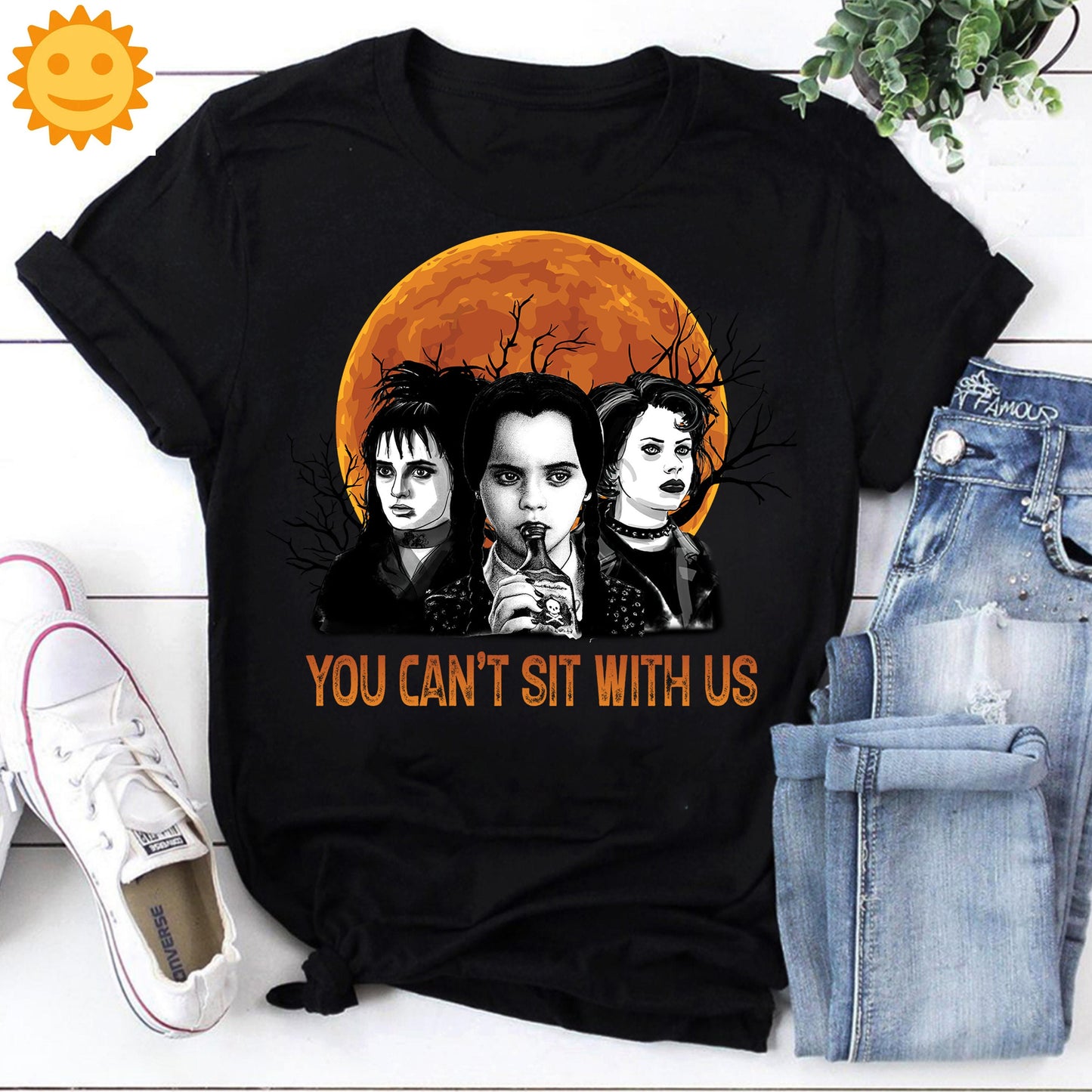 You Can't Sit With Us Wednesday Addams Vintage T-Shirt, Wednesday Addams Shirt, Halloween Shirt, Horror Movie Shirt, TV Series Shirt