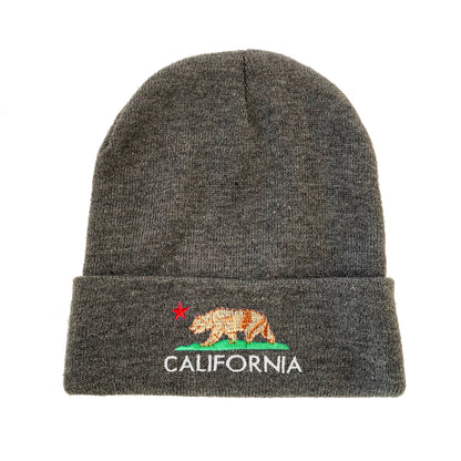 California Bear Embroidered Beanie State Animal Hat Winter Hat