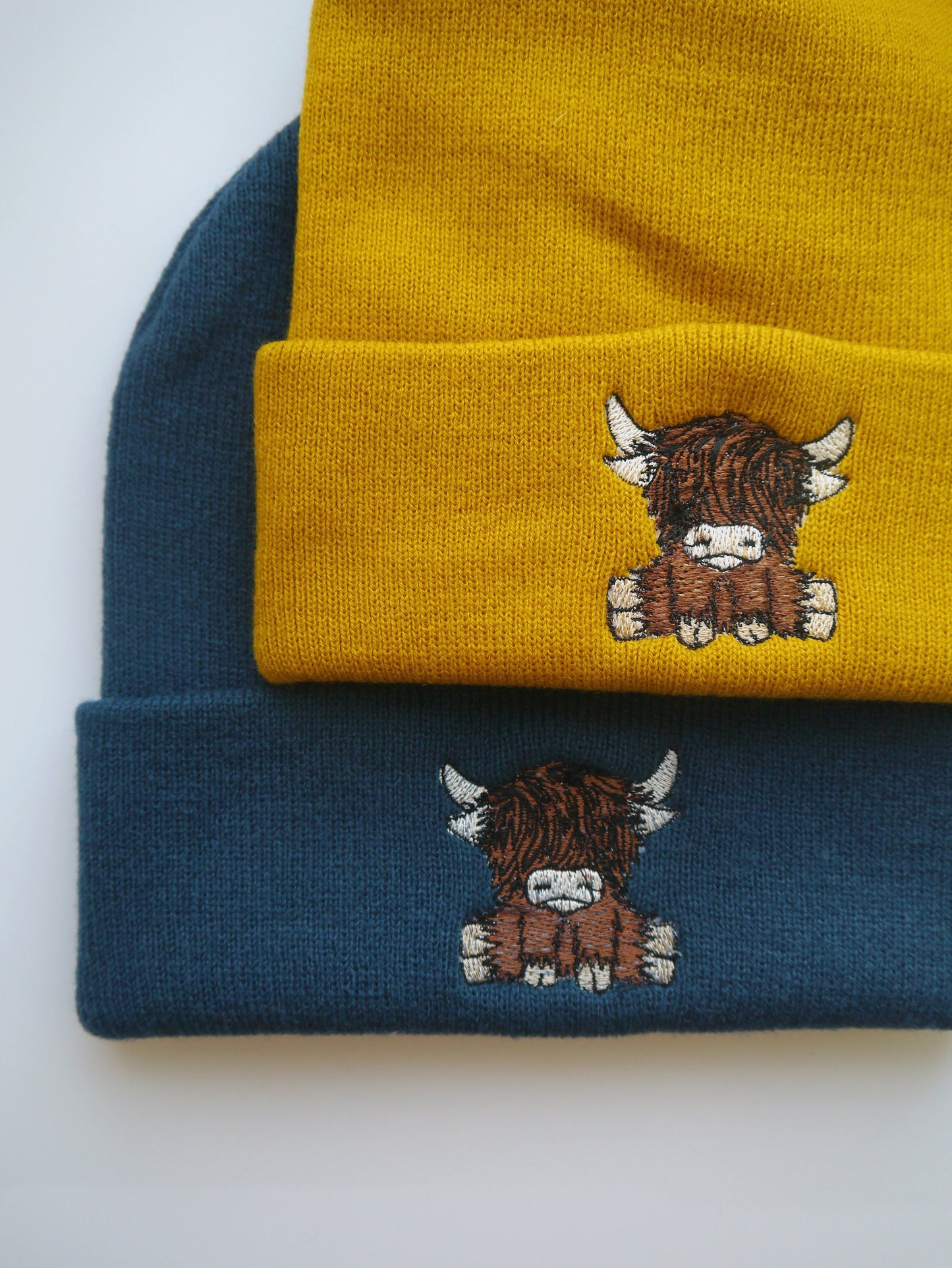 Cute Scottish Highland Cow Embroidered Beanie - Scotland - Highland Coo - Free Delivery - More Colours - Animal Farm - Embroidery