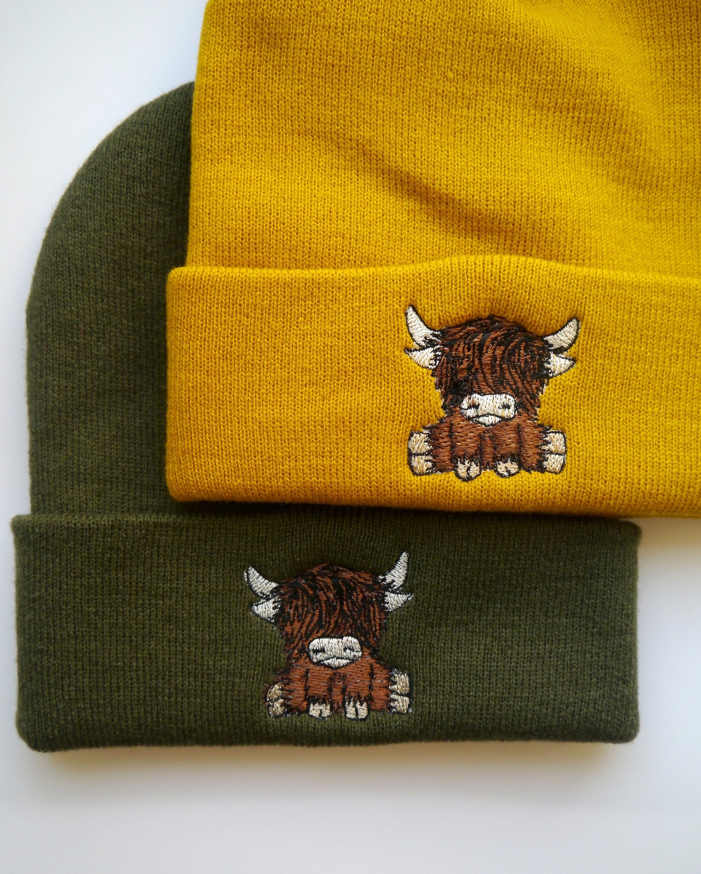 Cute Scottish Highland Cow Embroidered Beanie - Scotland - Highland Coo - Free Delivery - More Colours - Animal Farm - Embroidery