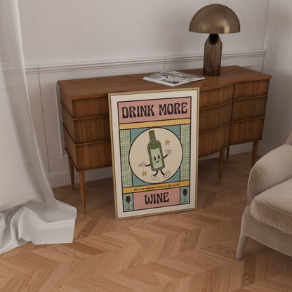 Wine Poster, Kitchen Art, Kitchen Poster, Kitchen Print, Trendy Wall Art, Funny Print, Cocktail Art, Retro Wine Poster