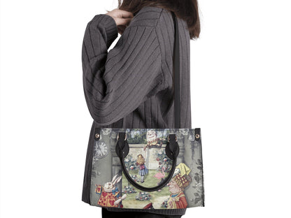 Alice in Wonderland Bag, Classic Alice Leather Tote Bag - Through the Looking Glass, Gift for Alice in Wonderland Afficionados