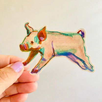 Little Piggy Pig | 3.5" Sticker Decal | Waterproof Weatherproof | Animals Pigs Piglet