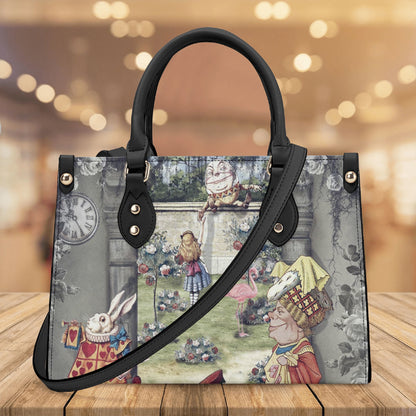 Alice in Wonderland Bag, Classic Alice Leather Tote Bag - Through the Looking Glass, Gift for Alice in Wonderland Afficionados