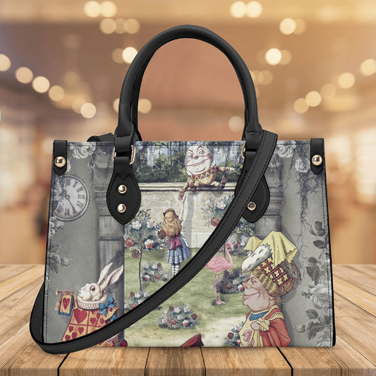 Alice in Wonderland Bag, Classic Alice Leather Tote Bag - Through the Looking Glass, Gift for Alice in Wonderland Afficionados