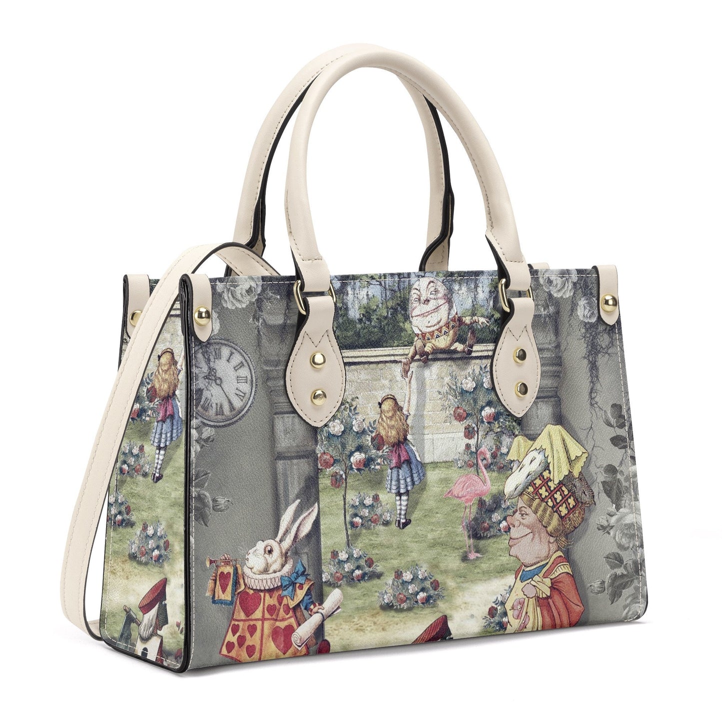 Alice in Wonderland Bag, Classic Alice Leather Tote Bag - Through the Looking Glass, Gift for Alice in Wonderland Afficionados