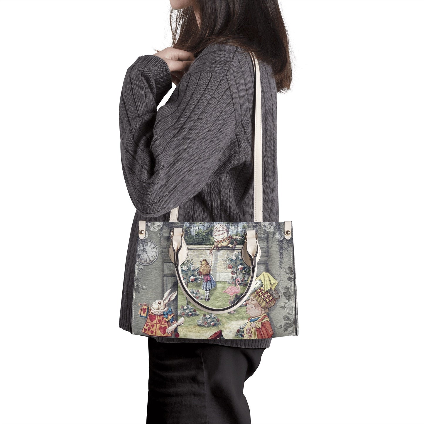 Alice in Wonderland Bag, Classic Alice Leather Tote Bag - Through the Looking Glass, Gift for Alice in Wonderland Afficionados
