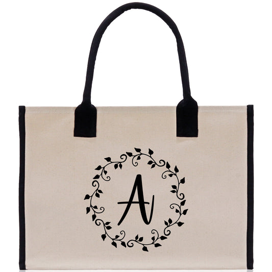 Monogram Beach Canvas Tote Bag Initial Tote Bag Letter Tote Bag Birthday Gift Personalized Tote Bag Personalized Beach Bag Monogrammed Bag