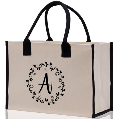 Monogram Beach Canvas Tote Bag Initial Tote Bag Letter Tote Bag Birthday Gift Personalized Tote Bag Personalized Beach Bag Monogrammed Bag
