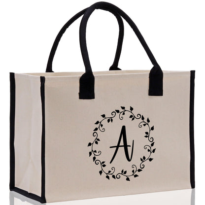 Monogram Beach Canvas Tote Bag Initial Tote Bag Letter Tote Bag Birthday Gift Personalized Tote Bag Personalized Beach Bag Monogrammed Bag