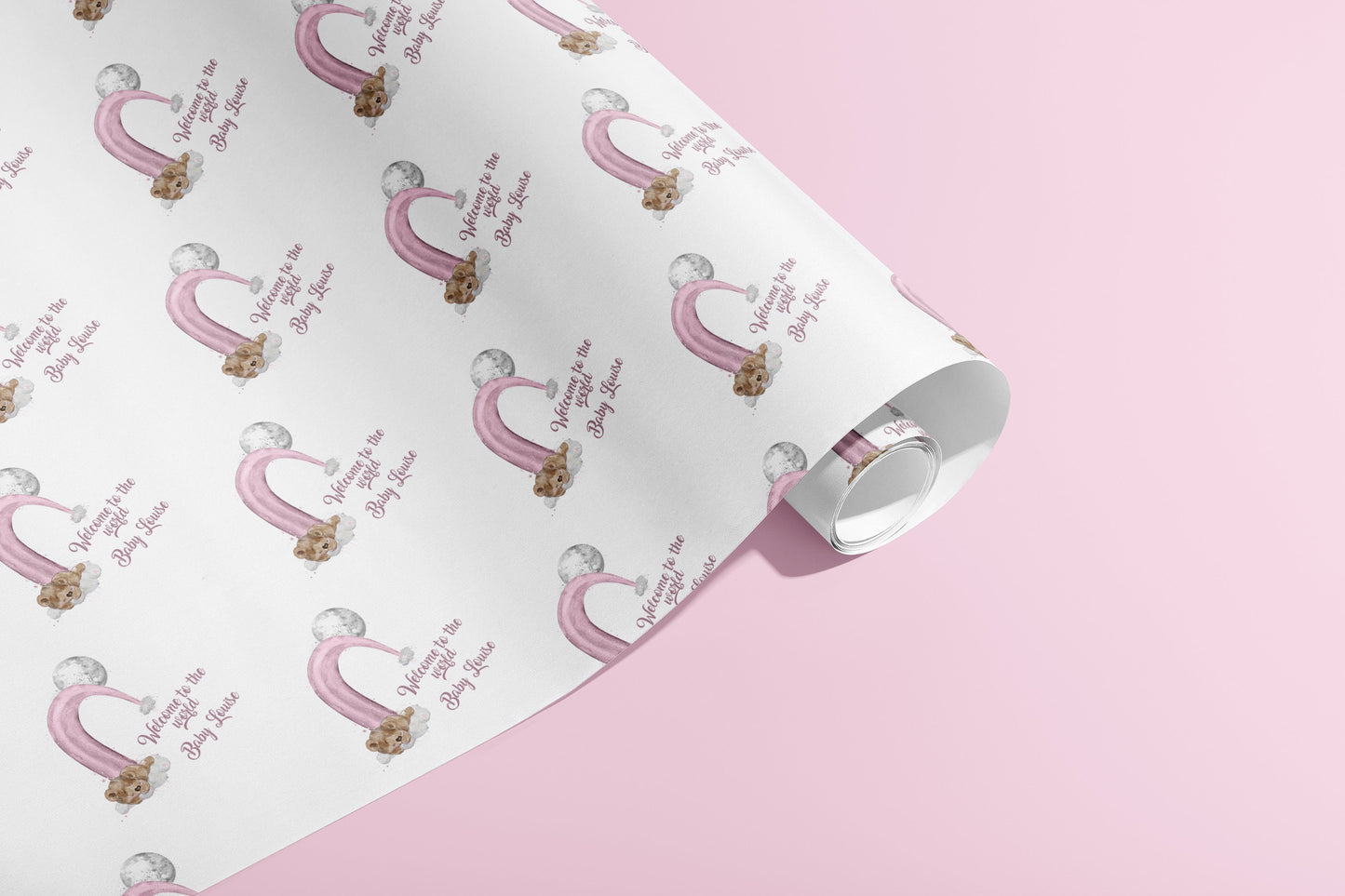 Personalised Wrapping Paper, Birthday, Gift Wrap, Customised, New Born, New Baby, Baby Shower, Celebration, Girl, Pink, Paper, Festive, Eco