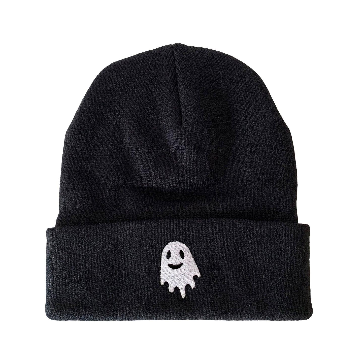 Smiley Ghost Embroidered Beanie Halloween Winter Hat